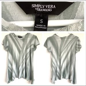 Vera Wang Gray Stripped Blouse Small